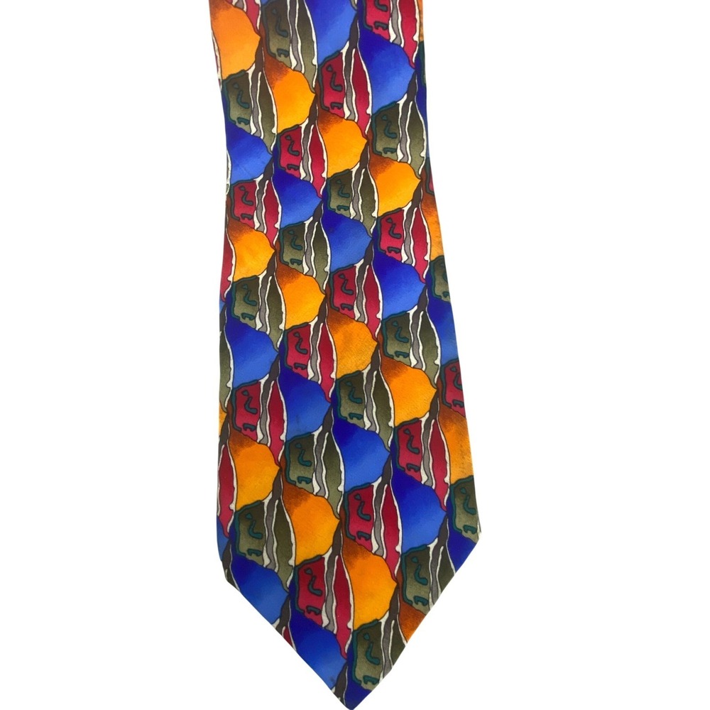 J. Garcia Mens Necktie Race Record Dreams Silk Abstract Art Multi-Color 59" x 4"